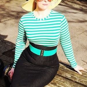 Bernie Dexter Green Striped Top